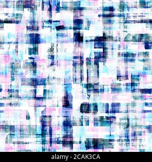 Abstrakte Grunge Kreuz geometrischen Formen zeitgenössische Kunst multicolor nahtlose Muster Hintergrund. Aquarell Hand gezeichnet bunte Pinselstriche Textur. Stockfoto