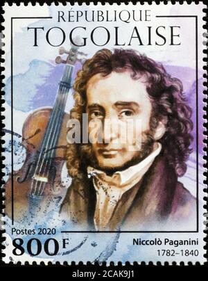 Porträt von Niccolò Paganini auf Briefmarke Stockfoto