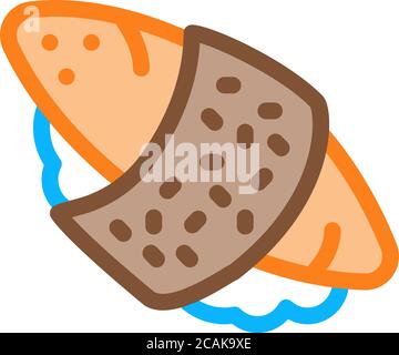 Sushi Rolle Reis Fisch Fleisch Symbol Vektor Umriss Illustration Stock Vektor