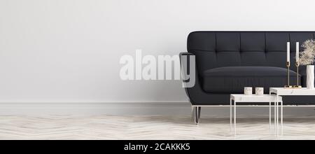 Minimalistischen modernen Wohnzimmer innen Hintergrund, 3D-Rendering Stockfoto