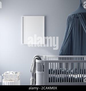 Mockup-Rahmen im Kinderzimmer, 3d-Rendering Stockfoto