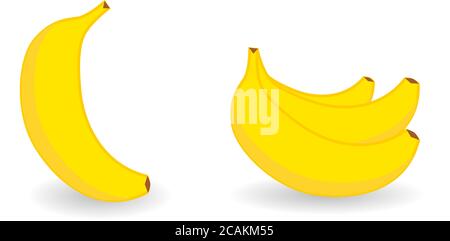 Einfache Bananenikone, Version mit einzelnen und zwei Früchten. Stock Vektor