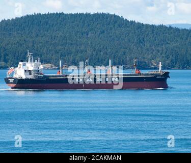 Massengutfrachter befahren die Gewässer des Golfs von Georgia, British Columbia, Kanada Stockfoto