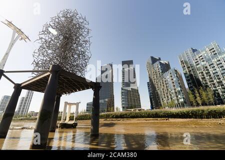 Entwicklung der oberen Flussseite und der Cutter Lane, North Greenwich Stockfoto