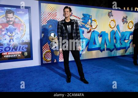 LOS ANGELES - FEB 12: Jim Carrey bei der 'Sonic the Hedgehog' Special Screening im Village Theater am 12. Februar 2020 in Westwood, CA Stockfoto