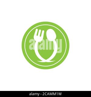 Löffel Gabel verbunden Platte Symbol Logo Vektor Stock Vektor