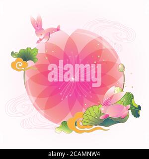 Impressum Design für Mid Autumn Festival Design. Es ist ein Herbsterntefest, das von Chinesen gefeiert wird. Stock Vektor