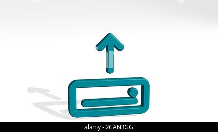 Harddrive Upload 3D Icon Casting Schatten - 3D-Illustration für Download und Pfeil Stockfoto