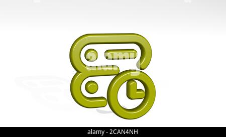 Server Clock 3D-Symbol wirft Schatten. 3D-Illustration. Daten und Computer Stockfoto