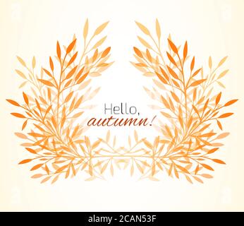 Rahmen aus Herbstblättern, Pflanzen und Gras mit Platz für Text. Vektor Design Element für Karten, Banner, Scrapbooking und Ihr Design Stock Vektor