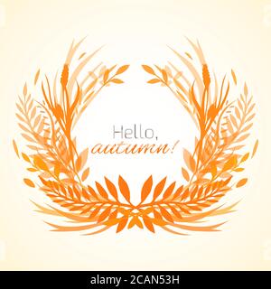 Rahmen aus Herbstblättern, Pflanzen und Gras mit Platz für Text. Vektor Design Element für Karten, Banner, Scrapbooking und Ihr Design Stock Vektor