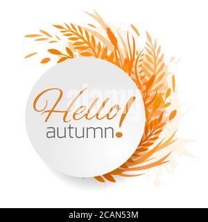 Runder Rahmen aus Herbstblättern, Pflanzen und Kräutern. Hallo Herbst. Vektor-Design-Element für Karten, Banner, Websites und Ihr Design Stock Vektor