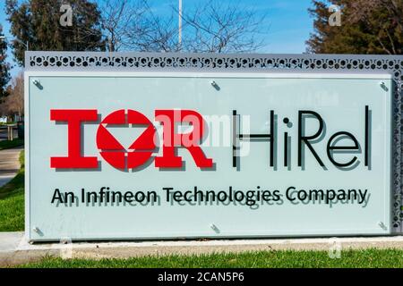 International Rectifier HiRel ein Unternehmen von Infineon Technologies unterzeichnet am Hauptsitz des Halbleiterherstellers im Silicon Valley in San Jose, Kalifornien Stockfoto