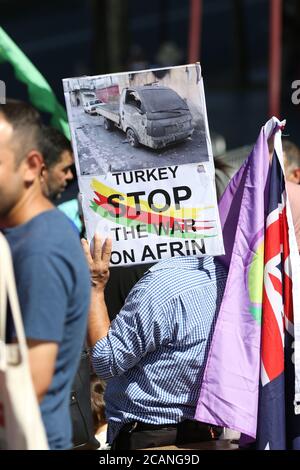 Afrin Solidarity Rallye, Sydney, Australien Stockfoto