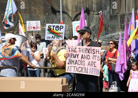 Afrin Solidarity Rallye, Sydney, Australien Stockfoto