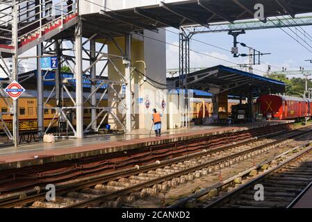 Kerala, Indien. September 07, 2019. Thiruvananthapuram Hauptbahnhof oder Thampanoor Bahnhof Indischer Bahnhof in der Stadt Trivandrum. Stockfoto