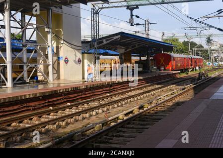 Kerala, Indien. September 07, 2019. Thiruvananthapuram Hauptbahnhof oder Thampanoor Bahnhof Indischer Bahnhof in der Stadt Trivandrum. Stockfoto