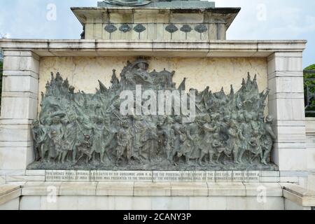 Bronze-Denkmal-Panel auf das Victoria Memorial building in Kolkata, Indien Stockfoto