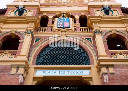 Detail der Plaza de Toros oder Stierkampfarena in Zaragoza, Spanien. Stockfoto