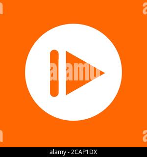 Symbol für das Symbol „Weiter“. In weißem Kreis auf orangefarbenem Hintergrund. Stock Vektor