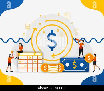 Zirkulation im globalen Finanzsystem. Geldzirkulation in der Beschleunigung der Wirtschaft, Konzept Vektor Illustration. Kann für Landing Page, temp Stock Vektor