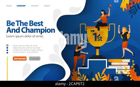 Seien Sie der beste und Champion, Trophäe für die Nummer eins, Preis für Gewinner Vektor Illustration Konzept kann für, Landing Page, Vorlage, ui ux, Web, mobi verwendet werden Stock Vektor