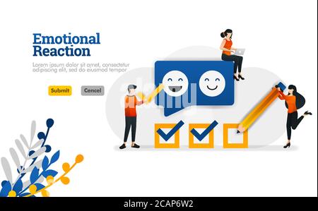 Emotionale Reaktion für Benutzer und Anwendungsentwickler. Marketing und Werbung Vektor Illustration Konzept kann für, Landing Page, Vorlage, Stock Vektor