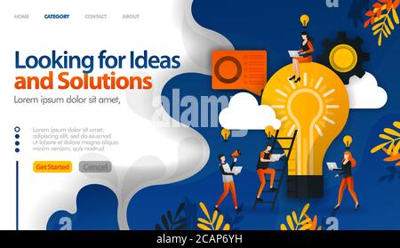 Auf der Suche nach Ideen und Lösungen für Probleme, Brainstorming für Ideen Vektor Illustration Konzept kann für verwendet werden, Landing Page, Vorlage, ui ux, Web, m Stock Vektor