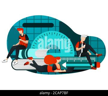 Modern und Fernstudium. Vektor flache Illustration von Konzepten für Landing Page, Web, Website, Homepage, mobile Apps ui / ux, Poster, Banner, temp Stock Vektor