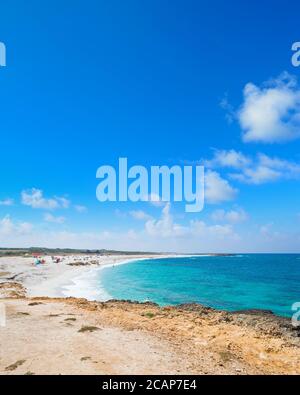 Ist Arutas Strand an einem klaren Sommertag. Gedreht in Sardinien, Italien Stockfoto