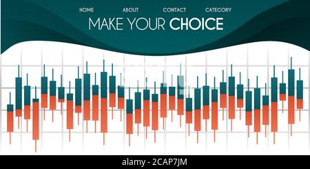 Vector Illustration für Web site. Candlestick Chart in Finanzmarkt mit grünen und weißen Hintergrund Forex trading Grafik Design Konzept. Können uns Stock Vektor