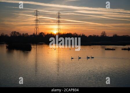 Hooksmarsh Lake im Lee Valley Country Park, Cheshunt, Hertfordshire Stockfoto