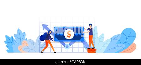 Steigerung des Wachstums von Vermögenswerten, um Ziel zu erreichen. Analyse der Kapitalperformance Bericht Strategie zu setzen. Spiel und Handwerk Business Vektor Illustration Konzept Stock Vektor