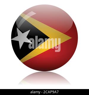 Osttimor Flagge Glaskugel auf Licht Spiegel Oberfläche Vektor Illustration Stock Vektor
