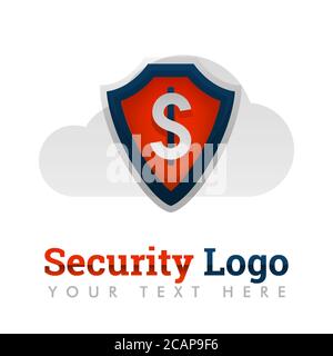 Sicherheits-Logo-Vorlage für Finanzen, Banking, Geld, Dollar, Cloud, Schutz, Internet, Speicher, Versicherung, Mobile Banking, E-Commerce, Paymen Stock Vektor
