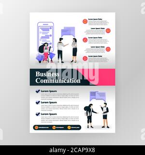 Plakat für Kommunikation in der Wirtschaft, Seminar und Geschäftsmotivation. Marketing und Teamarbeit. vektor-Illustration Konzept für Web, Website, Landung p Stock Vektor