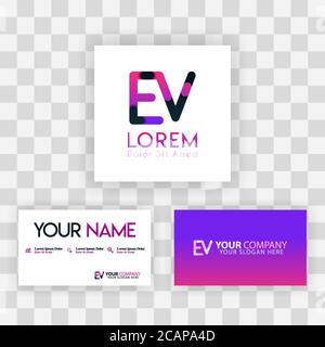 Vektor Lila Moderne Kreativ. Konzept Für Eine Saubere Visitenkartenvorlage. VE Letter Logo Minimal Gradient Corporate. EV Company Luxury Logo Hintergrund. Protokoll Stock Vektor