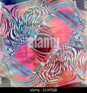 Abstrakter dynamischer Aquarellhintergrund mit Wellen und Linien Stockfoto