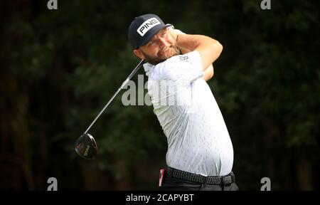 Andy Sullivan aus England während des dritten Tages der englischen Meisterschaft im Hanbury Manor Marriott Hotel and Country Club, Hertfordshire. Samstag, 8. August 2020. Siehe PA Geschichte GOLF Ware. Bildnachweis sollte lauten: Adam Davy/PA Wire. EINSCHRÄNKUNGEN: Redaktionelle Nutzung, Keine kommerzielle Nutzung. Stockfoto