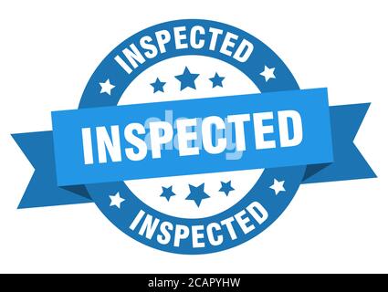 Etikett mit isoliertem Rundband geprüft. Schild geprüft Stock Vektor