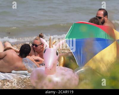 Sheerness, Kent, Großbritannien. August 2020. UK Wetter: Die Hitzewelle geht weiter in Sheerness, Kent. Kredit: James Bell/Alamy Live Nachrichten Stockfoto