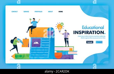 Landing Page Illustration Konzept zurück zur Schule der Inspiration im Lernen. Studium Ausbildung für Marketing und Promotion kann für Website, Web, U verwenden Stock Vektor