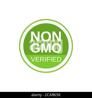 Nicht GVO-geprüftes Etikett. GVO-freies Symbol. Kein GMO-Designelement für Etiketten, Produktverpackung, Lebensmittelsymbol, Embleme, Aufkleber. Gesunde Ernährung Konzept. Vektor-il Stock Vektor