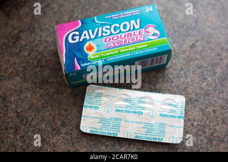 Paket mit Gaviscon Tablets Stockfoto