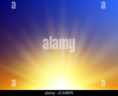 Realistischer Sonnenaufgang Hintergrund. Abstrakt Sommer Hintergrund Vektor Illustration. Stock Vektor