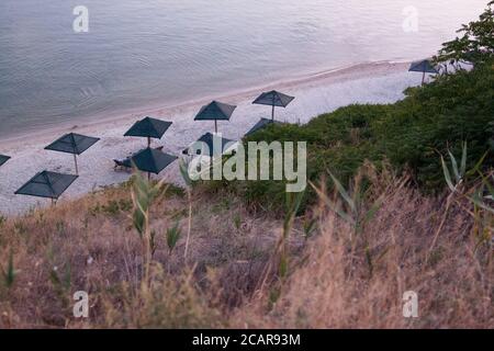 Sommer Sonnenuntergang in Berdiansk am Ufer in der Nähe des Asov Meer Stockfoto