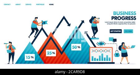 Schritt des Fortschritts im Geschäfts- und Unternehmensstrategieplanbericht. Diagramm im Geschäft. Unternehmen profitiert in einem Dreiecksdiagramm. Unternehmenswachstum und -Entwicklung Stock Vektor
