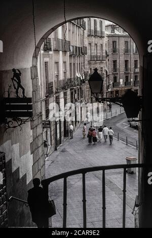 Arco de los Cuchilleros, Arco Cuchilleros, Plaza Mayor. Madrid. Spanien. Europa Stockfoto