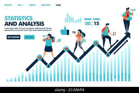 Betrachtung der jährlichen Statistiken zur Unternehmensleistung. Analyse Planungsstrategien und Idee für Unternehmen. Liniendiagramm im Geschäftsabrechnung. H Stock Vektor