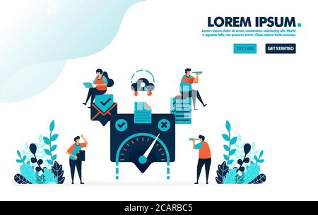Auswahl von Ja oder Nein auf Tachometer. Kreuzen Sie an, um Dokumente hochzuladen. E-Mail-Bestätigung. Einfache Tick Symbol Vektor-Illustration für Landing Page, Web, Stock Vektor